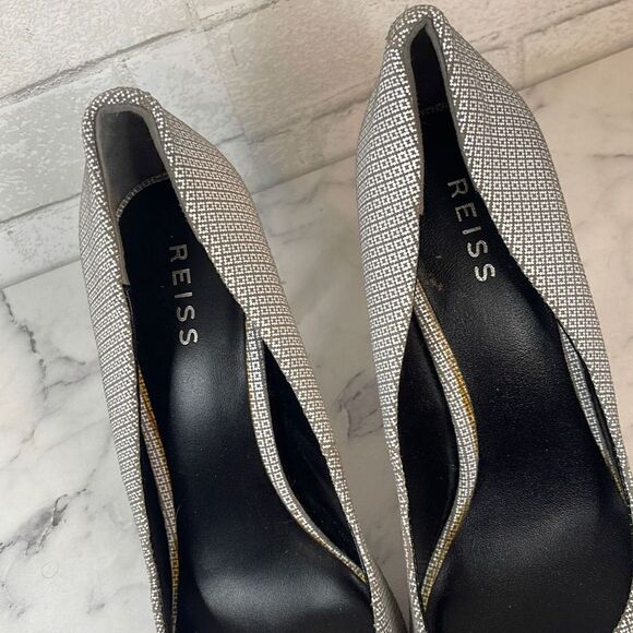 Reiss Millie Geo Print Court Pointed Toe Stiletto Heels 40 - Picture 3 of 6